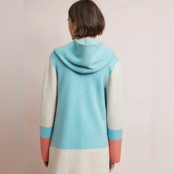 Anthropologie Field Flower Alpine Wool Sweater Cardigan Duster Coat Colorblock M - Picture 4 of 9